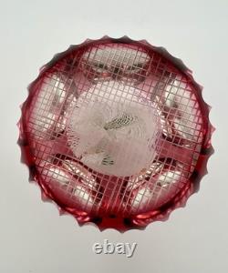 Vintage St. Louis Fruit White Latticino Pillow Pink Cut To Clear Paperweight