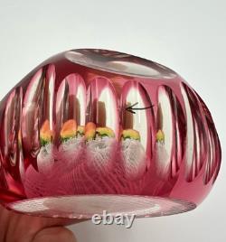 Vintage St. Louis Fruit White Latticino Pillow Pink Cut To Clear Paperweight