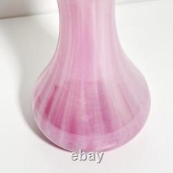 Vintage Sterling Silver Collar Pink Art Glass Vase London Hallmarks 1929 Marbled
