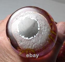 Vintage Stuart Abelman Art Glass Pink Iridescent Mushroom Paperweight 4.5 Tall