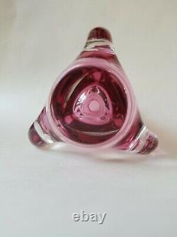Vintage Studio Hand Blown Cranberry/Pink Art Glass Vase Czech Republic