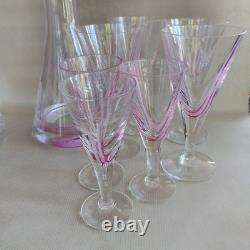 Vintage Stunning Caithness Pink'Charisma' Decanter 4x Wine 3xSherry Glasses