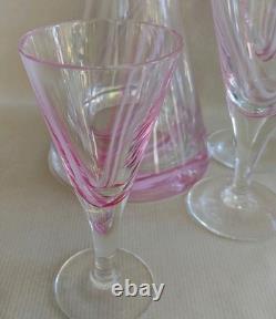 Vintage Stunning Caithness Pink'Charisma' Decanter 4x Wine 3xSherry Glasses