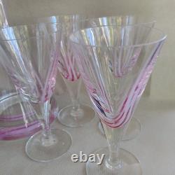Vintage Stunning Caithness Pink'Charisma' Decanter 4x Wine 3xSherry Glasses