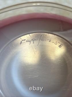 Vintage Swedish Flygsfors Coquille Art Glass Bowl Pink And White Signed 1958