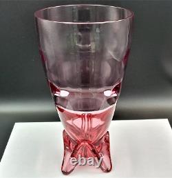 Vintage TIFFIN Swedish Optic MCM Wisteria Art Glass Large Vase