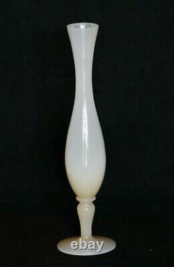 Vintage Tall Italian Pink Opaline Stem Vase Italy 28cm 11in MCM Pedestal Glass