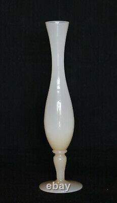 Vintage Tall Italian Pink Opaline Stem Vase Italy 28cm 11in MCM Pedestal Glass