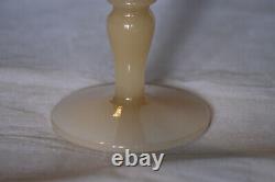 Vintage Tall Italian Pink Opaline Stem Vase Italy 28cm 11in MCM Pedestal Glass