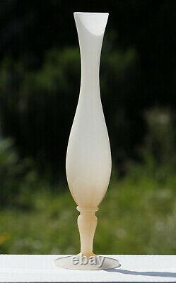 Vintage Tall Italian Pink Opaline Stem Vase Italy 28cm 11in MCM Pedestal Glass