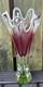 Vintage Tall Josef Hospodka Chribska Pink And Green Glass Heavy Vase 1960s