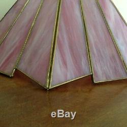 Vintage Tiffany Style Ceiling Pendant Light Fitting Pink Stained Glass Art Deco