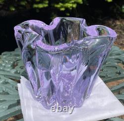 Vintage Tiffin Mid Century Art Glass Twilight Alexandrite Pink 10 RIB 5 Vase