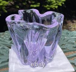 Vintage Tiffin Mid Century Art Glass Twilight Alexandrite Pink 10 RIB 5 Vase