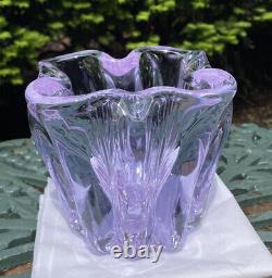 Vintage Tiffin Mid Century Art Glass Twilight Alexandrite Pink 10 RIB 5 Vase