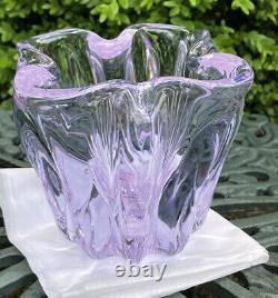 Vintage Tiffin Mid Century Art Glass Twilight Alexandrite Pink 10 RIB 5 Vase