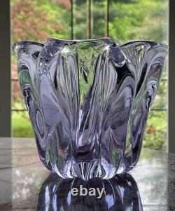 Vintage Tiffin Mid Century Art Glass Twilight Alexandrite Pink 10 RIB 5 Vase