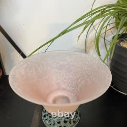 Vintage Torslow Denmark Pink Frosted Glass Vase Bowl Art Deco Style Metal Base