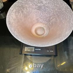 Vintage Torslow Denmark Pink Frosted Glass Vase Bowl Art Deco Style Metal Base