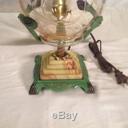 Vintage Unusual Pink Depression Glass Fish Bowl Holder Light Art Deco Lamp