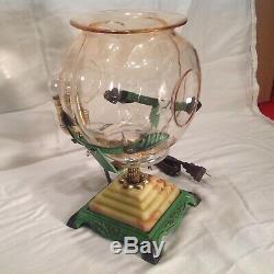 Vintage Unusual Pink Depression Glass Fish Bowl Holder Light Art Deco Lamp