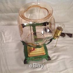 Vintage Unusual Pink Depression Glass Fish Bowl Holder Light Art Deco Lamp