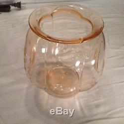 Vintage Unusual Pink Depression Glass Fish Bowl Holder Light Art Deco Lamp