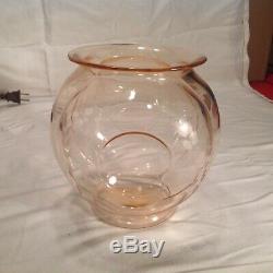 Vintage Unusual Pink Depression Glass Fish Bowl Holder Light Art Deco Lamp