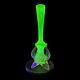 Vintage Uranium Glass Vase Twisted Art Glass Spiral Pattern With Pink Feet