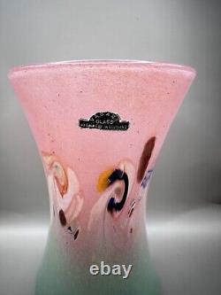 Vintage Vasart Fine Glass Vase. Made In Scotland, original Vasart Sticker