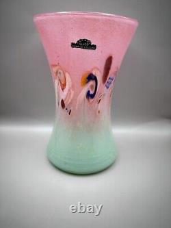 Vintage Vasart Fine Glass Vase. Made In Scotland, original Vasart Sticker