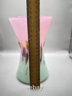 Vintage Vasart Fine Glass Vase. Made In Scotland, original Vasart Sticker