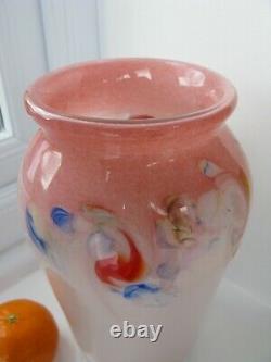 Vintage Vasart Strathearn Art Glass Vase Madein Crieff Scotland Dusty Pink
