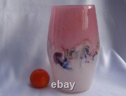 Vintage Vasart Strathearn Art Glass Vase Madein Crieff Scotland Pink