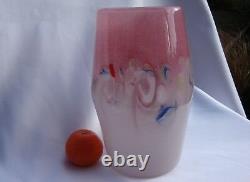 Vintage Vasart Strathearn Art Glass Vase Madein Crieff Scotland Pink
