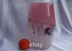 Vintage Vasart Strathearn Art Glass Vase Madein Crieff Scotland Pink