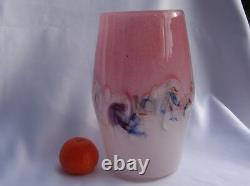 Vintage Vasart Strathearn Art Glass Vase Madein Crieff Scotland Pink