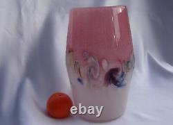 Vintage Vasart Strathearn Art Glass Vase Madein Crieff Scotland Pink