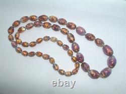 Vintage Venetian Art Deco Pink Purple Foil Opalescent Glass Necklace