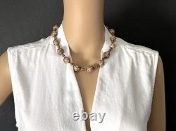 Vintage Venetian Wedding Cake Murano Art Glass Beaded 19 Necklace Pink Flowers