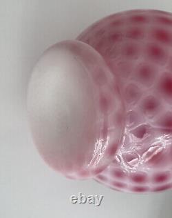 Vintage Victorian Art Glass Hand Blown /Ruffled Edge/ Pink Satin Glass Vase