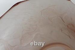 Vintage Walther & Sohne 1930s Art Deco Frosted Pink Glass Fish Centrepiece Bowl