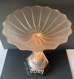 Vintage Walther & Sohne Three Graces Pink Frosted Glass Comport 34cm Tall 1930's