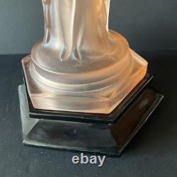 Vintage Walther & Sohne Three Graces Pink Frosted Glass Comport 34cm Tall 1930's