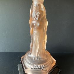 Vintage Walther & Sohne Three Graces Pink Frosted Glass Comport 34cm Tall 1930's