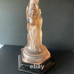 Vintage Walther & Sohne Three Graces Pink Frosted Glass Comport 34cm Tall 1930's