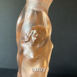 Vintage Walther & Sohne Three Graces Pink Frosted Glass Comport 34cm Tall 1930's