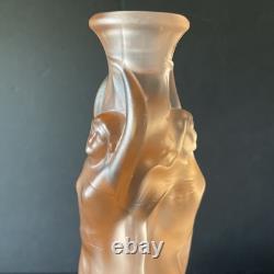 Vintage Walther & Sohne Three Graces Pink Frosted Glass Comport 34cm Tall 1930's