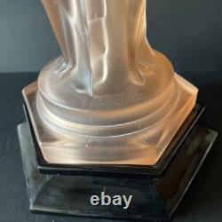 Vintage Walther & Sohne Three Graces Pink Frosted Glass Comport 34cm Tall 1930's