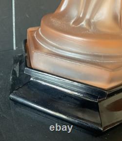 Vintage Walther & Sohne Three Graces Pink Frosted Glass Comport 34cm Tall 1930's